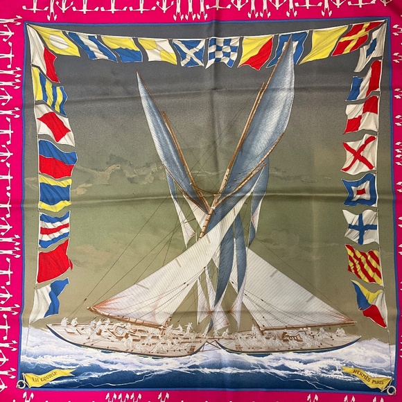 HERMES PINK MULTI EN COURSE PRINT SQUARE SILK TWILL SCARF - Picture 2 of 7